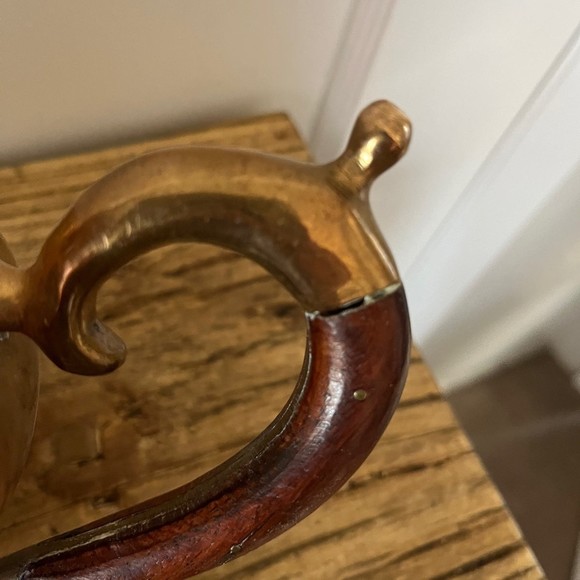 Vintage 3 Piece Taiwan Brass with Wooden Handle Hollywood Regency Tea Set - Picture 8 of 12